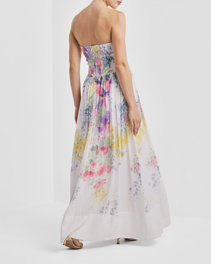 Dotted Georgette Bandeau Dress Flower Meadow | Kjoler | Smuk