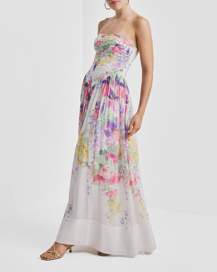 Dotted Georgette Bandeau Dress Flower Meadow | Kjoler | Smuk