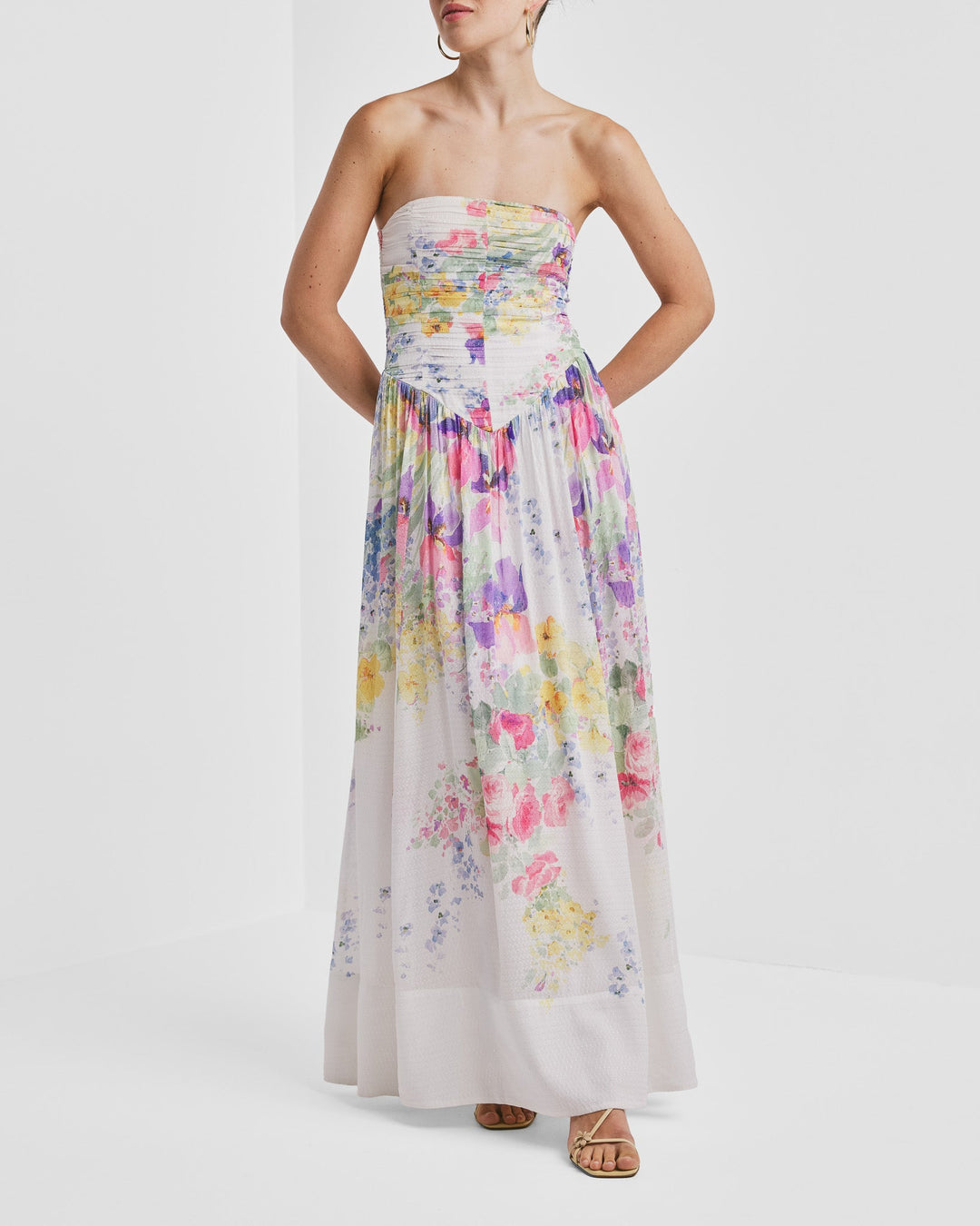 Dotted Georgette Bandeau Dress Flower Meadow | Kjoler | Smuk