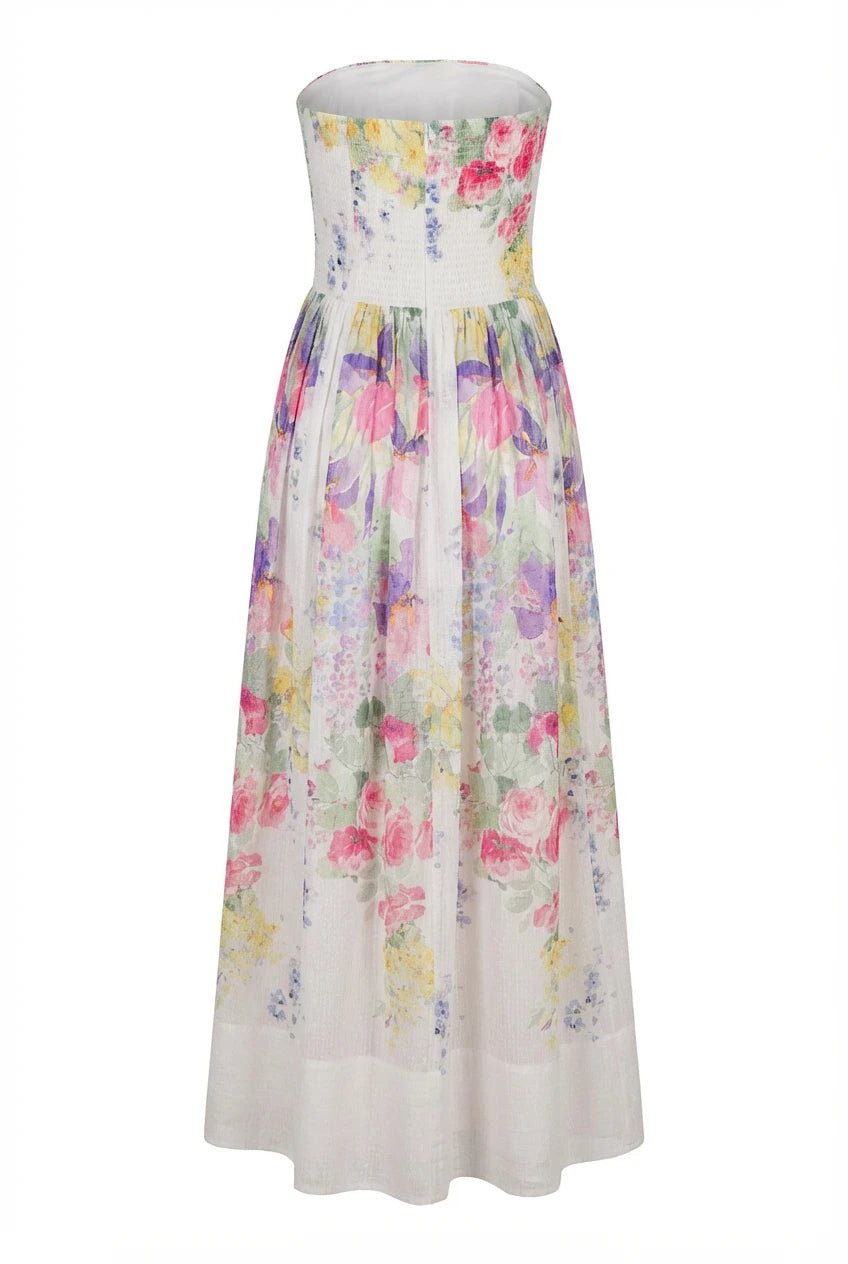 Dotted Georgette Bandeau Dress Flower Meadow | Kjoler | Smuk