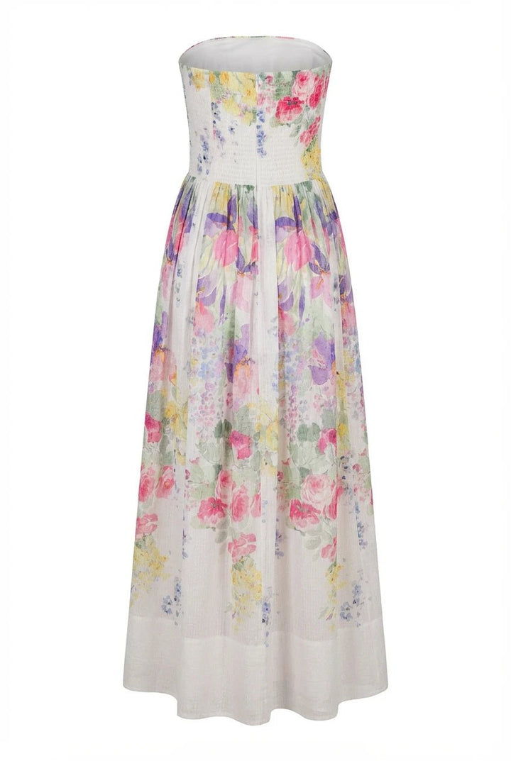 Dotted Georgette Bandeau Dress Flower Meadow | Kjoler | Smuk