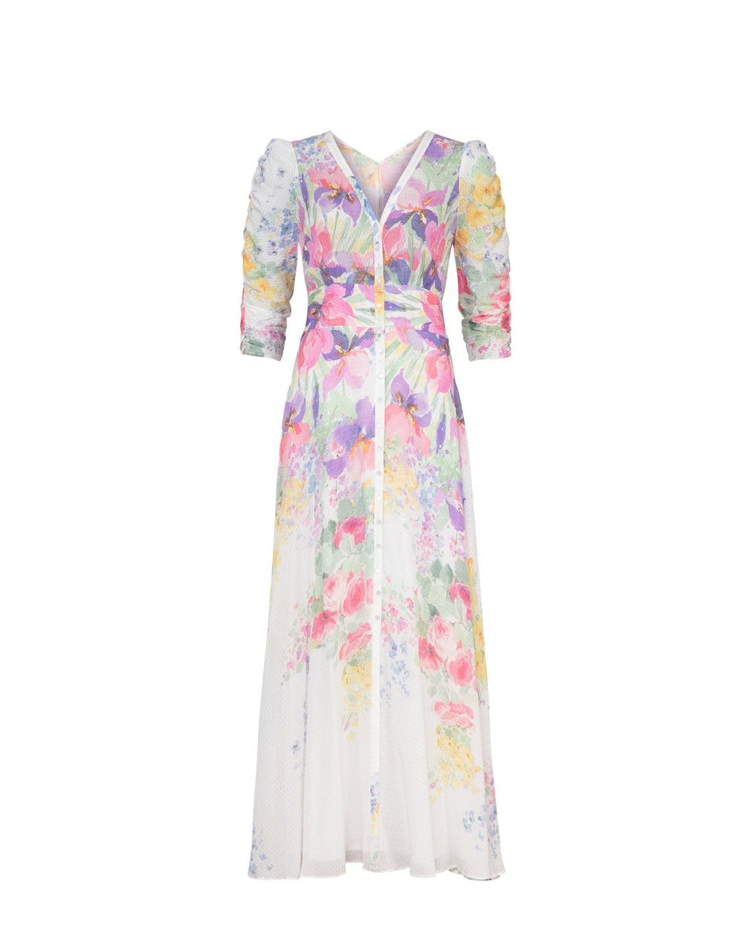 Dotted Georgette Button - Down Dress Flower Meadow | Kjoler | Smuk