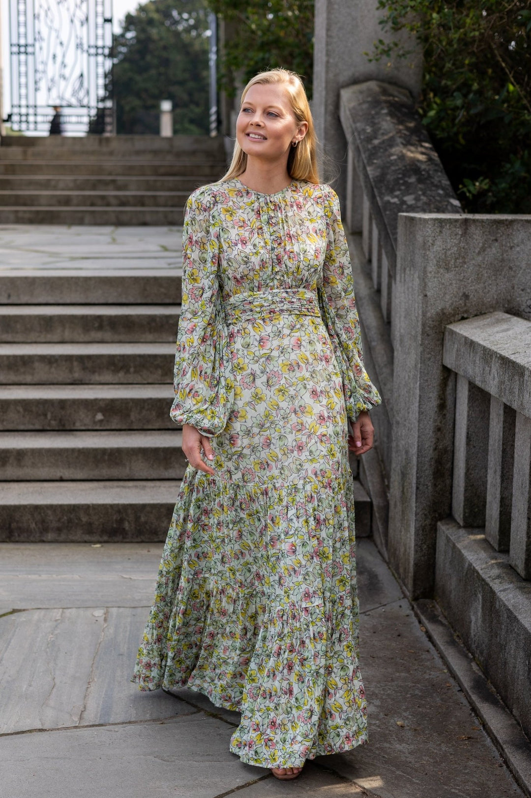 Dotted Georgette Gown Vintage Floral | Kjoler | Smuk - Dameklær på nett