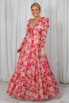Dotted Georgette Rouching Gown Brushed Blossom