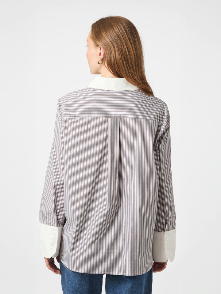 Dranila Stripe Shirt Brown | Skjorter og bluser | Smuk - Dameklær på nett