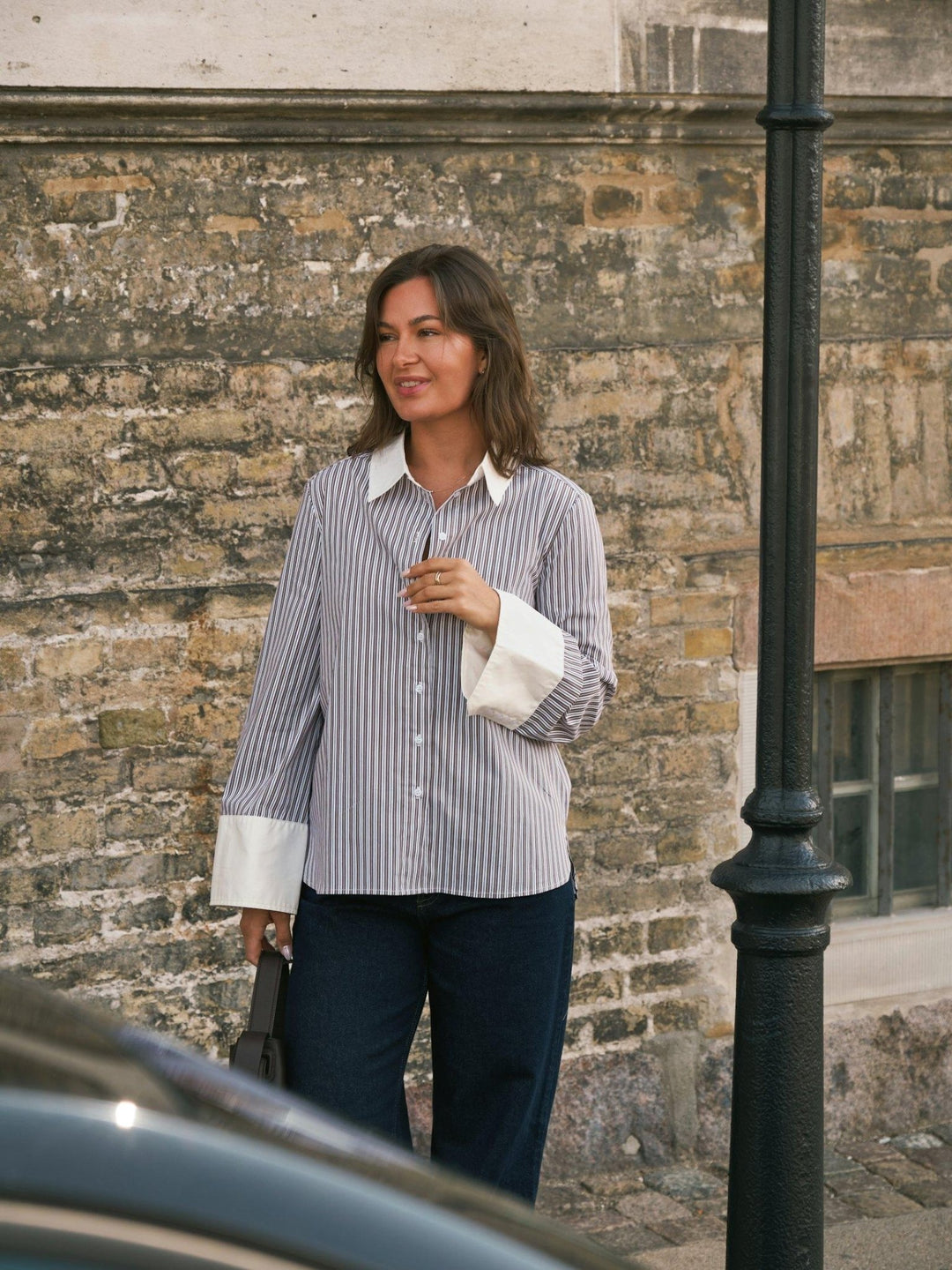 Dranila Stripe Shirt Brown | Skjorter og bluser | Smuk - Dameklær på nett