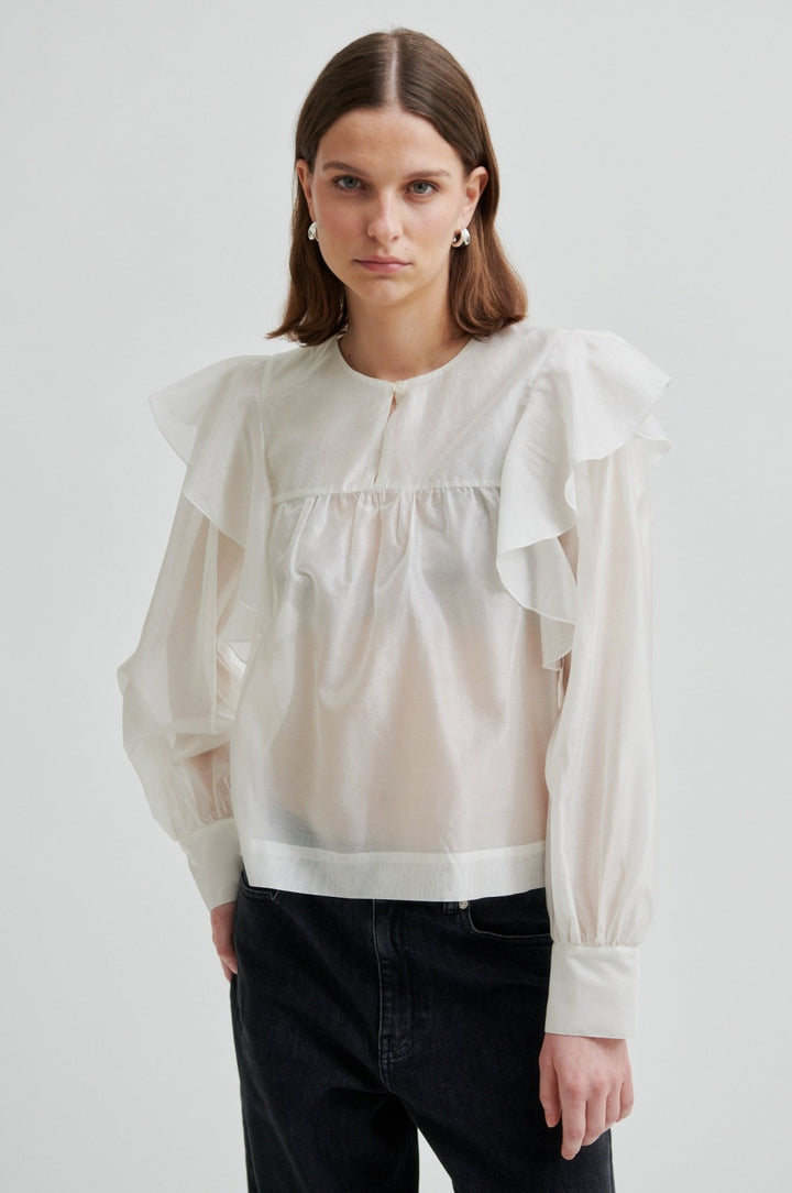Dream Ruffle Blouse Jet Stream | Skjorter og bluser | Smuk - Dameklær på nett