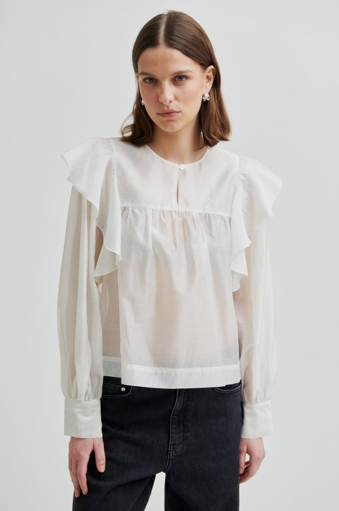 Dream Ruffle Blouse Jet Stream | Skjorter og bluser | Smuk - Dameklær på nett