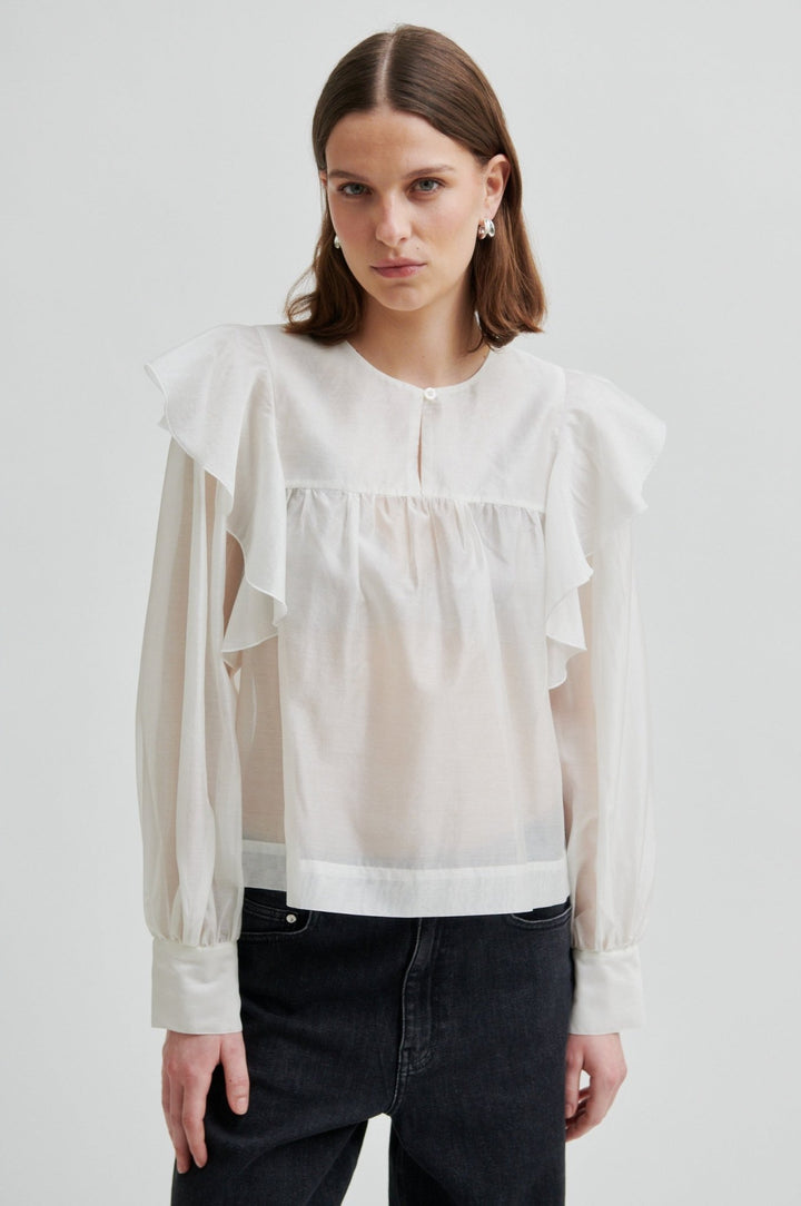 Dream Ruffle Blouse Jet Stream | Skjorter og bluser | Smuk - Dameklær på nett