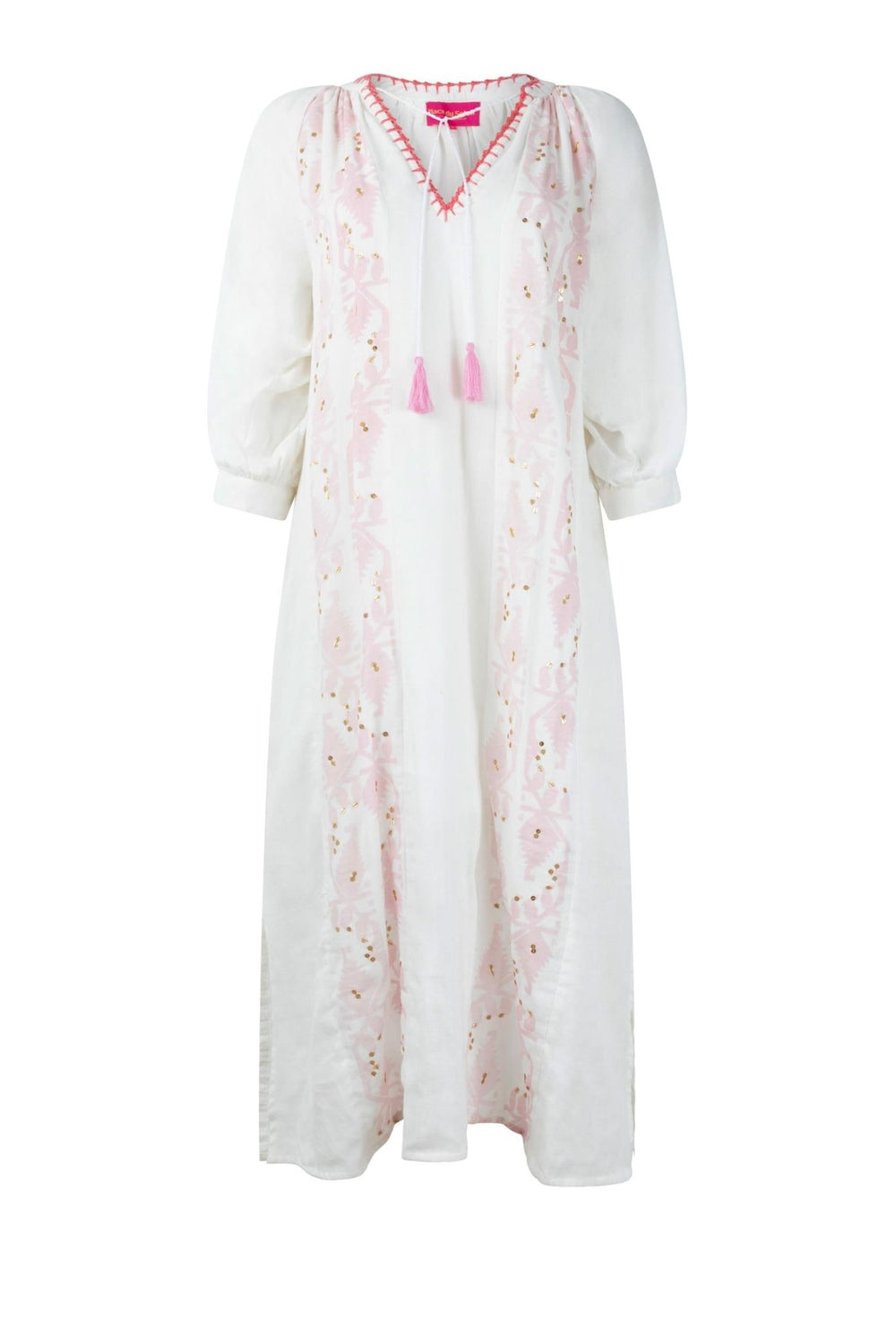 dress long white & rosa embr. & sequences | Kjoler | Smuk - Dameklær på nett