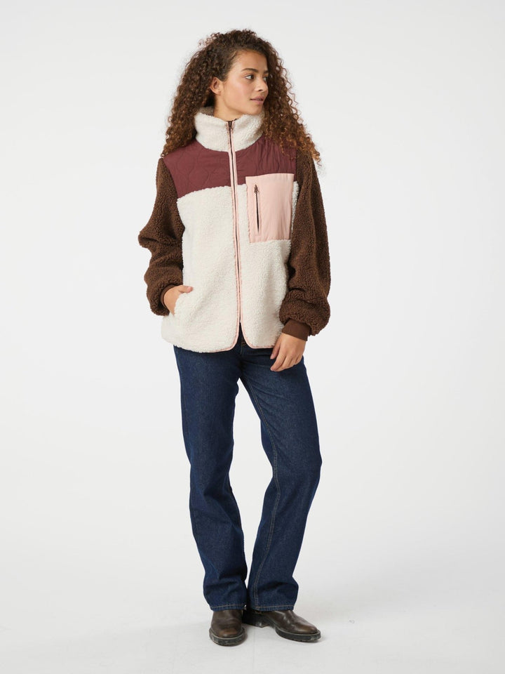 Eagle Contrast Teddy Jacket Burgundy | Yttertøy | Smuk - Dameklær på nett