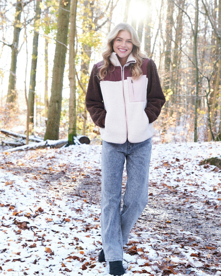 Eagle Contrast Teddy Jacket Burgundy | Yttertøy | Smuk - Dameklær på nett