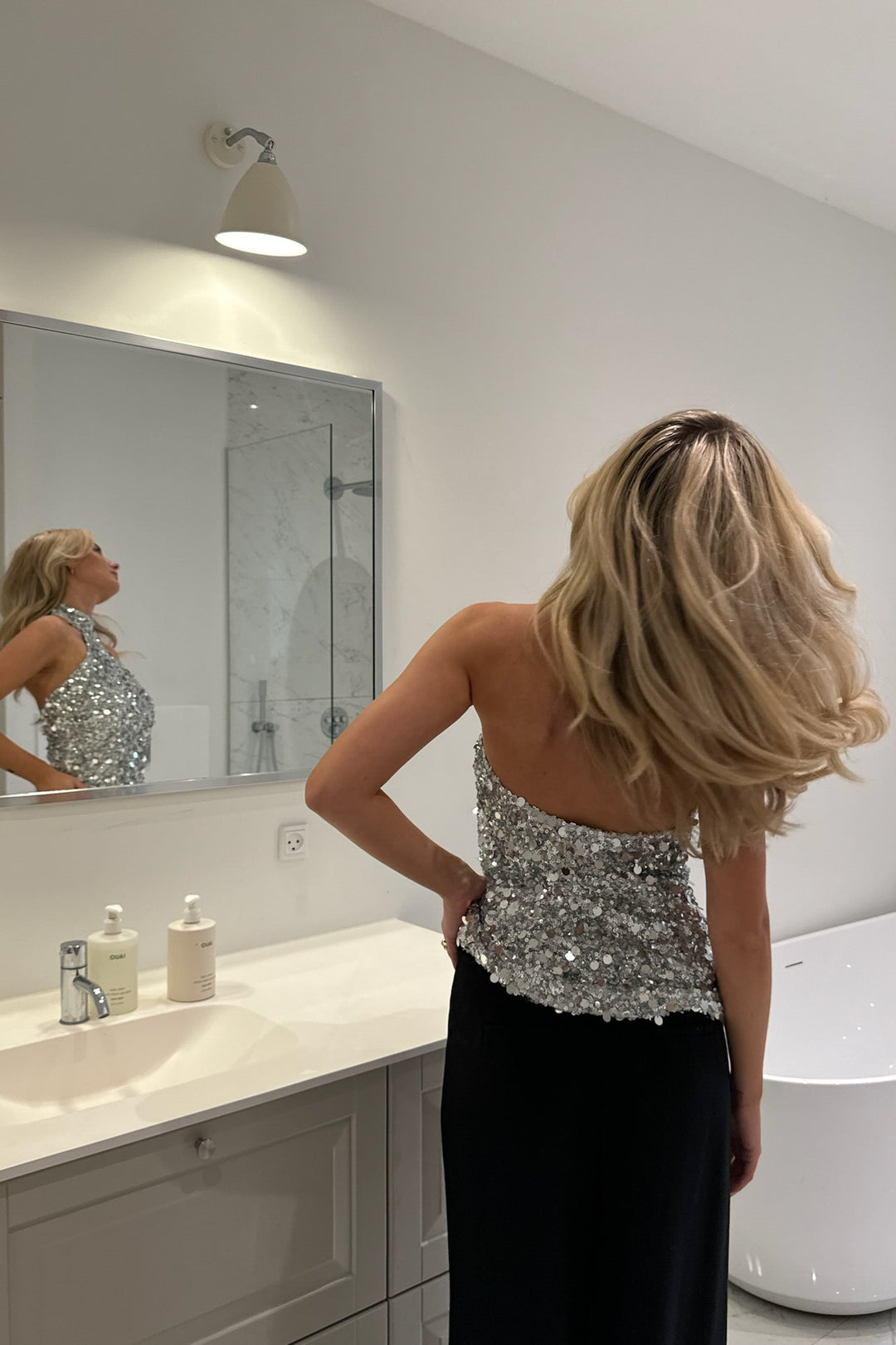 Emily Top Silver Sequin