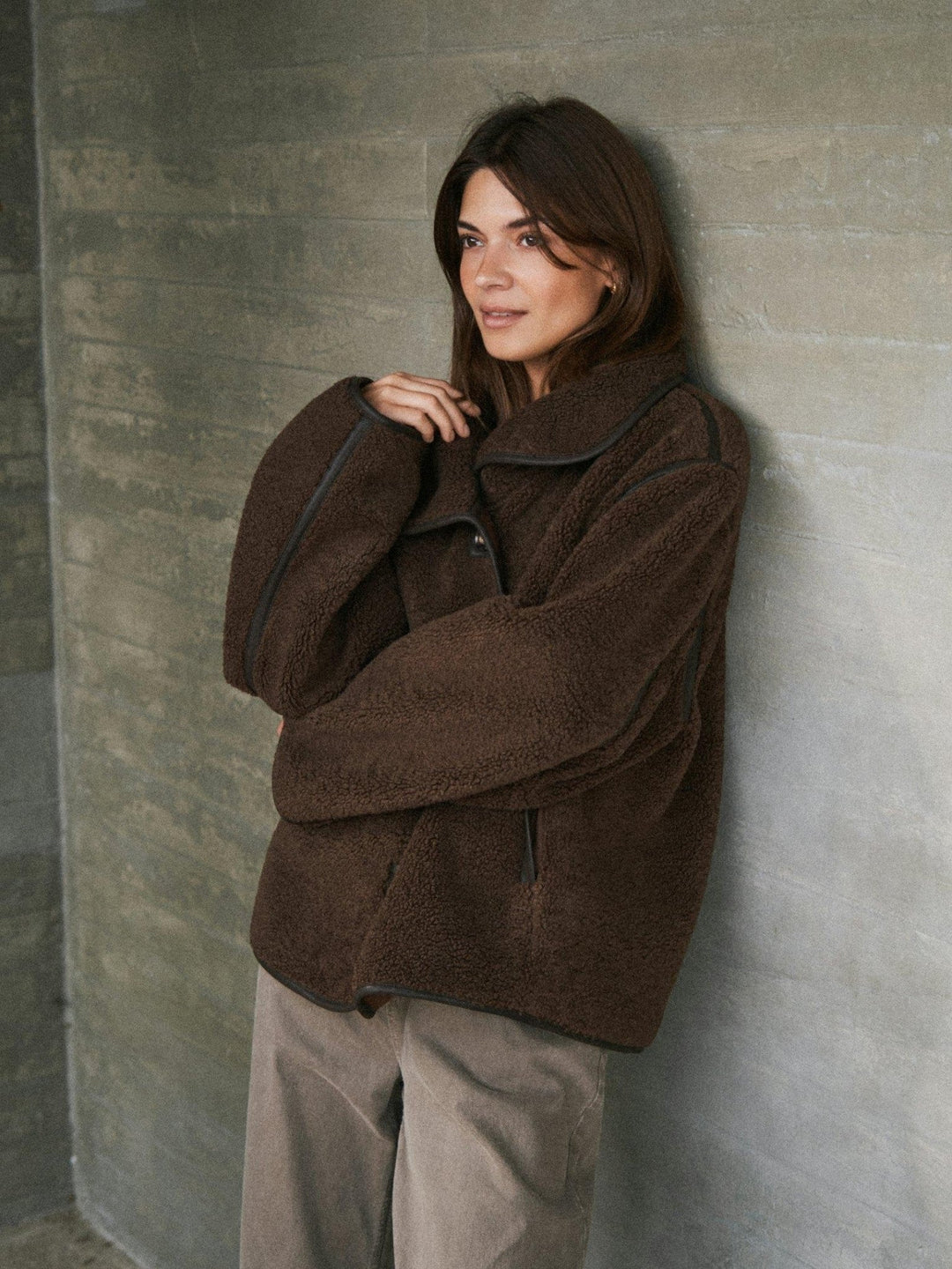 Edmund Teddy Jacket Dark Brown | Yttertøy | Smuk - Dameklær på nett