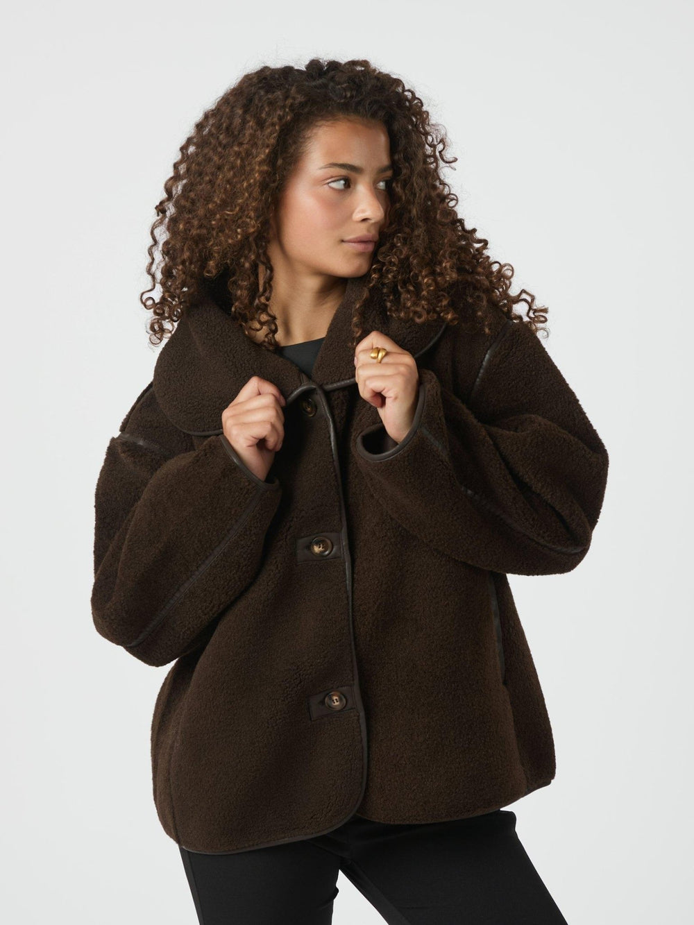 Edmund Teddy Jacket Dark Brown | Yttertøy | Smuk - Dameklær på nett