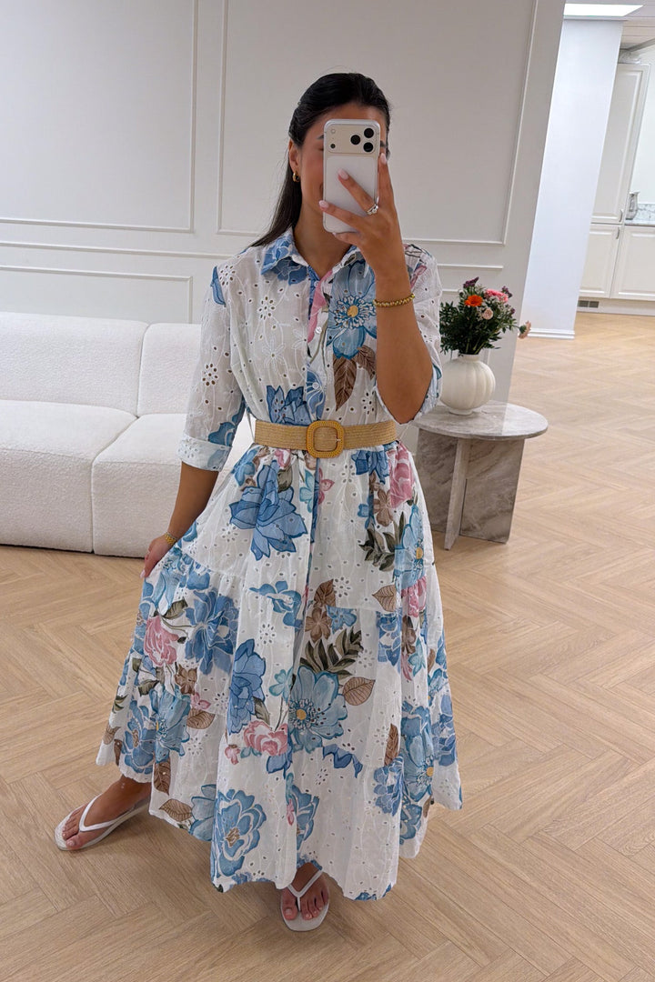 Eira Midi Dress Ciel Flower | Kjoler | Smuk