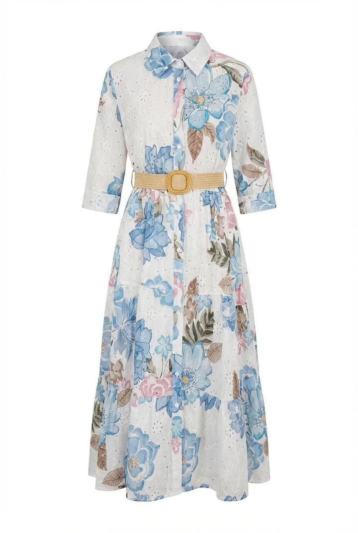 Eira Midi Dress Ciel Flower | Kjoler | Smuk