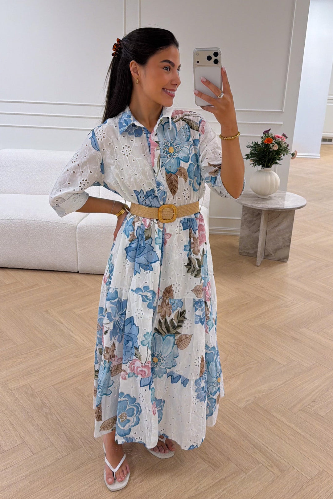 Eira Midi Dress Ciel Flower | Kjoler | Smuk