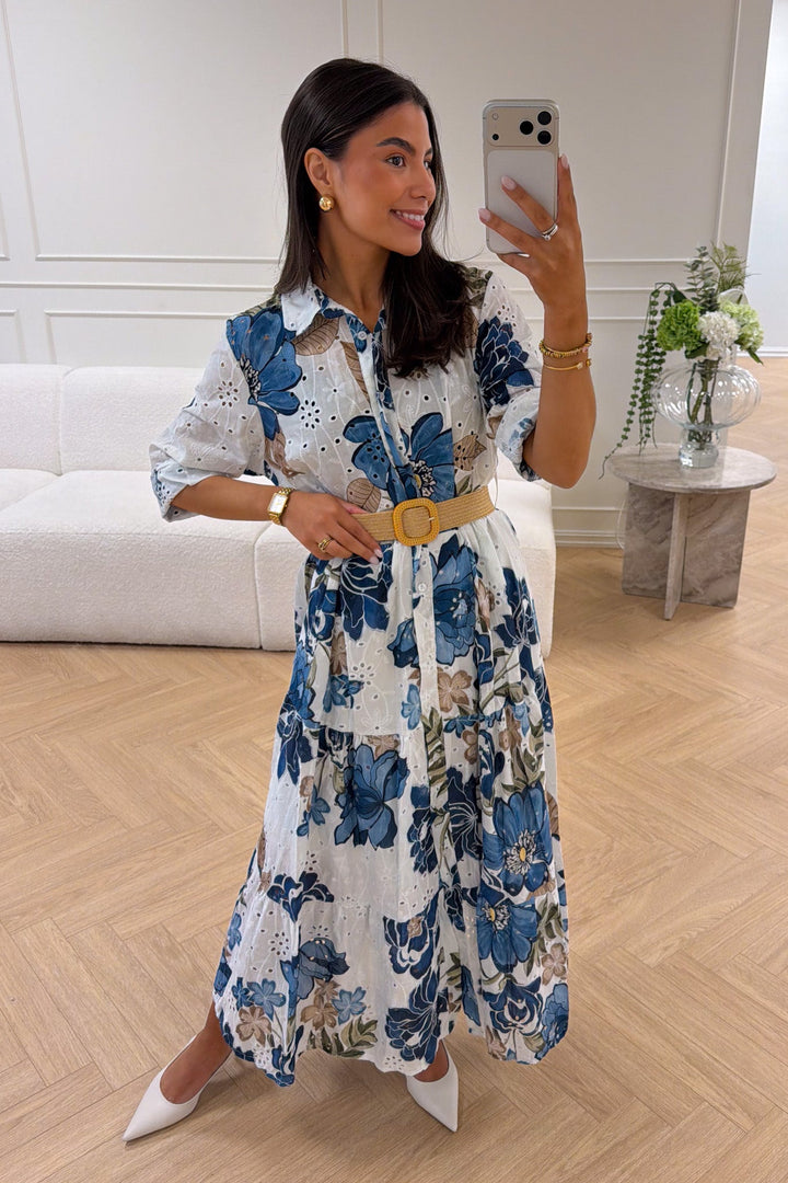 Eira Midi Dress Marine Flower | Kjoler | Smuk