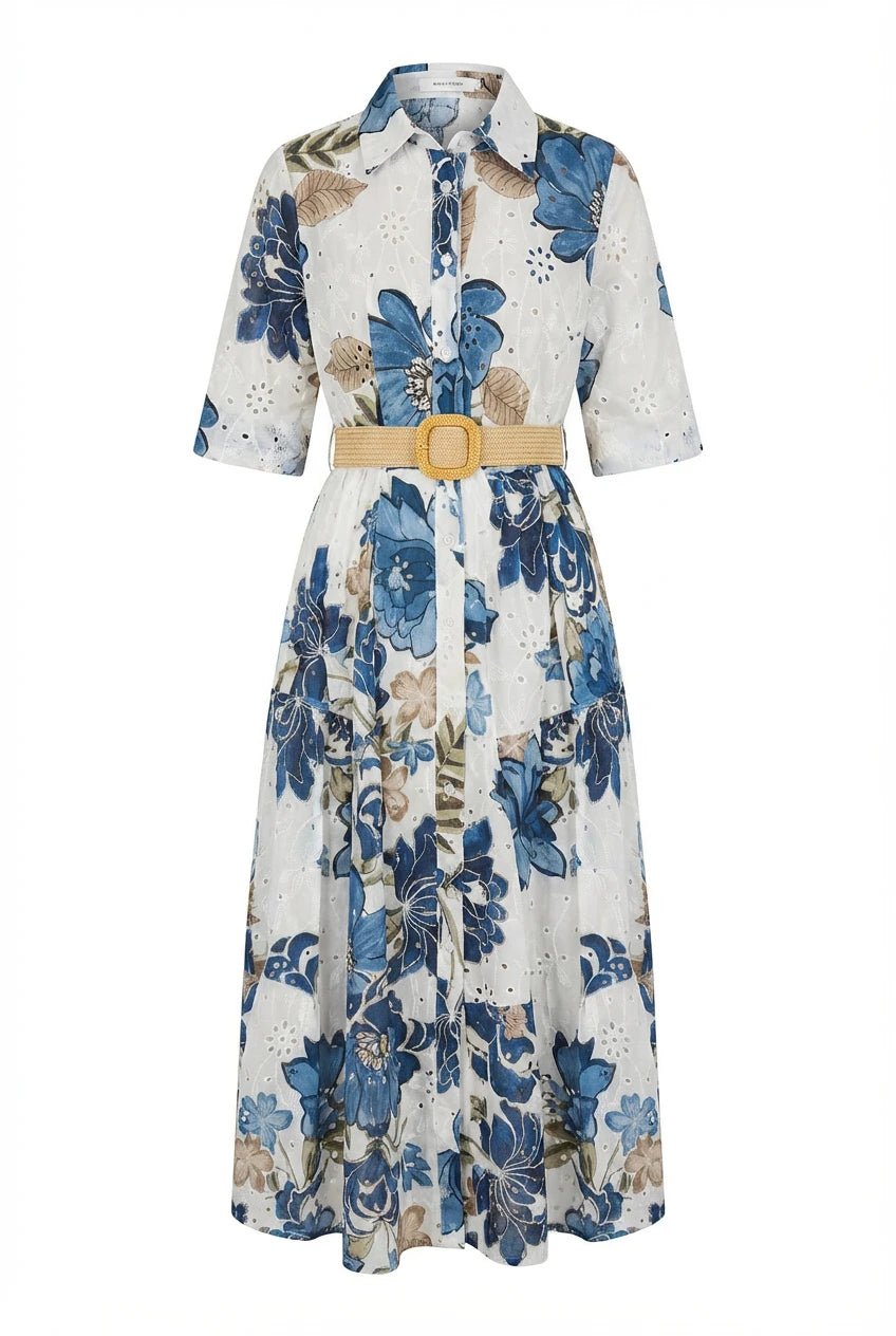 Eira Midi Dress Marine Flower | Kjoler | Smuk