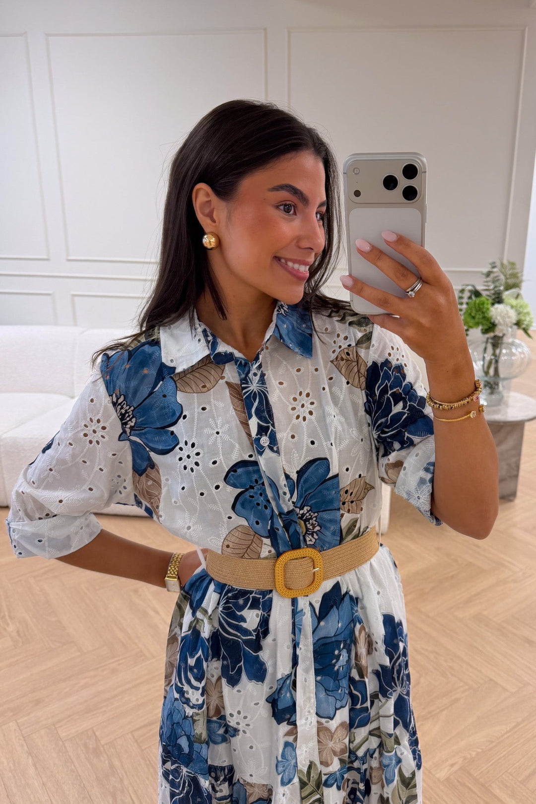 Eira Midi Dress Marine Flower | Kjoler | Smuk