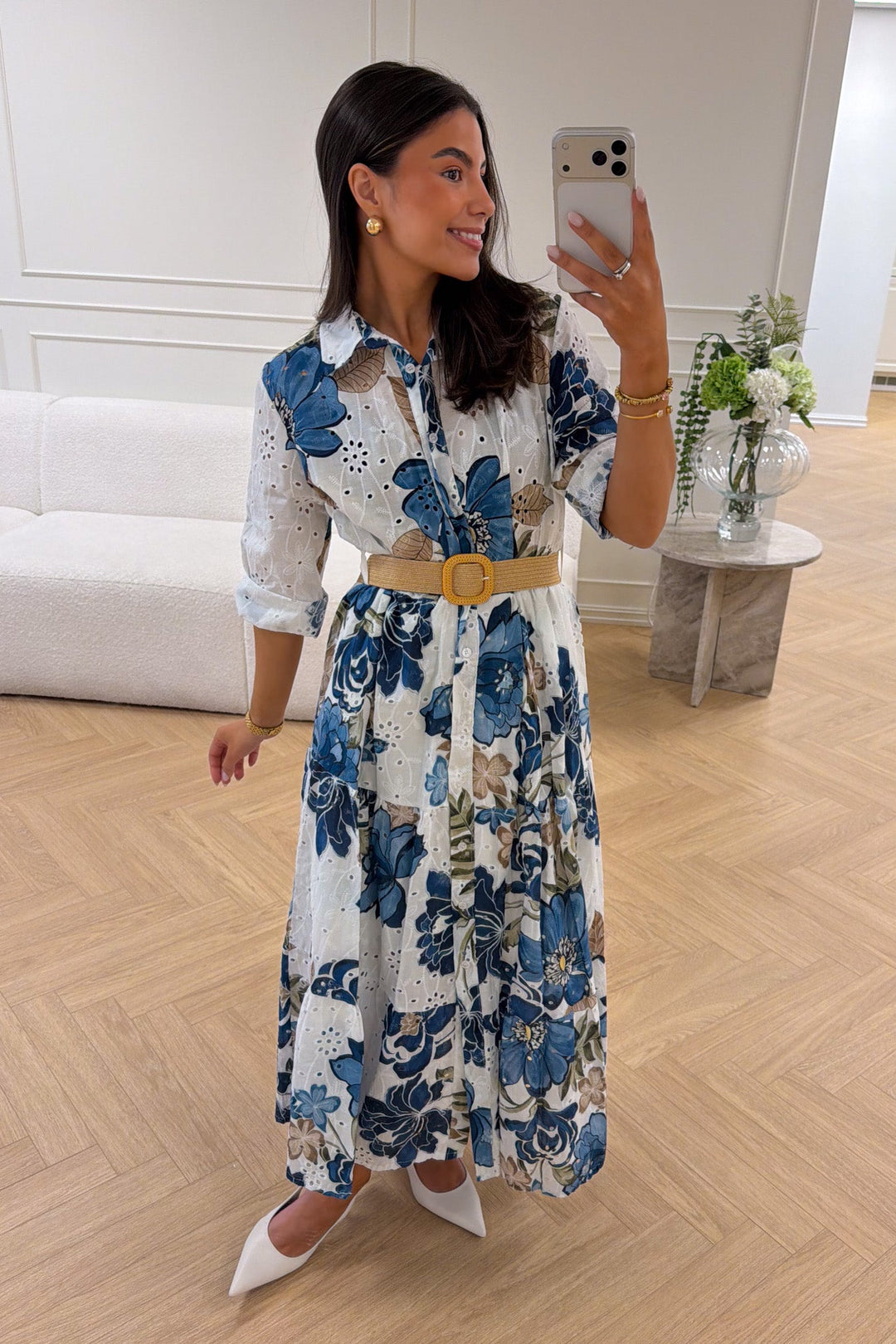 Eira Midi Dress Marine Flower | Kjoler | Smuk
