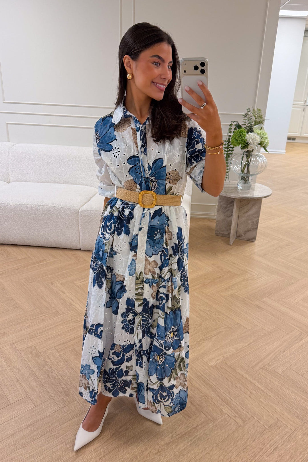 Eira Midi Dress Marine Flower | Kjoler | Smuk