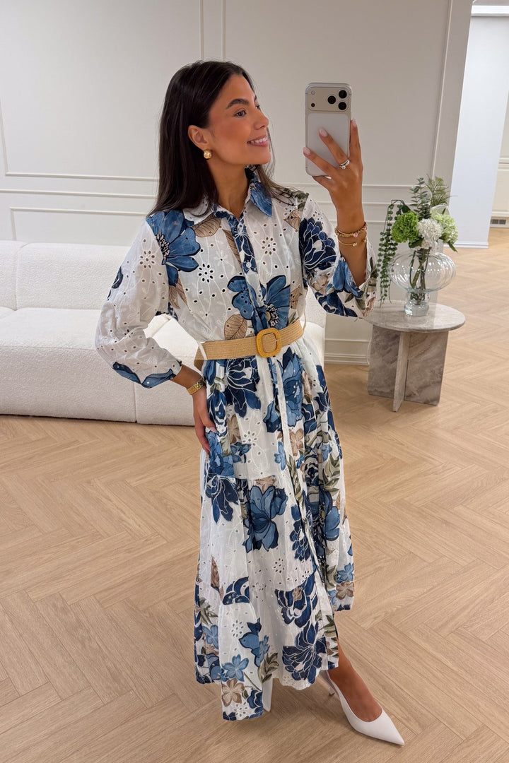 Eira Midi Dress Marine Flower | Kjoler | Smuk