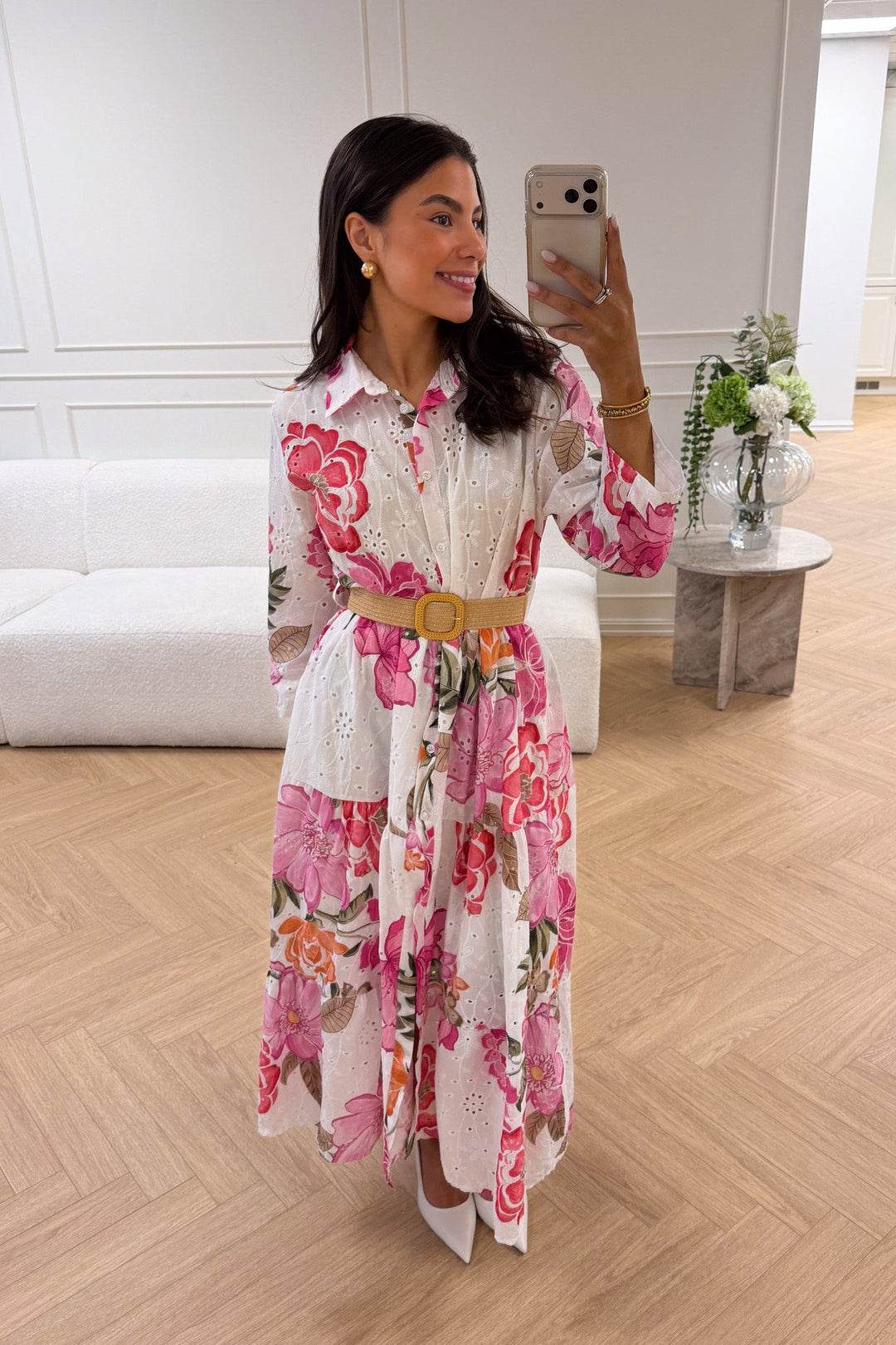 Eira Midi Dress Pink Flower | Kjoler | Smuk