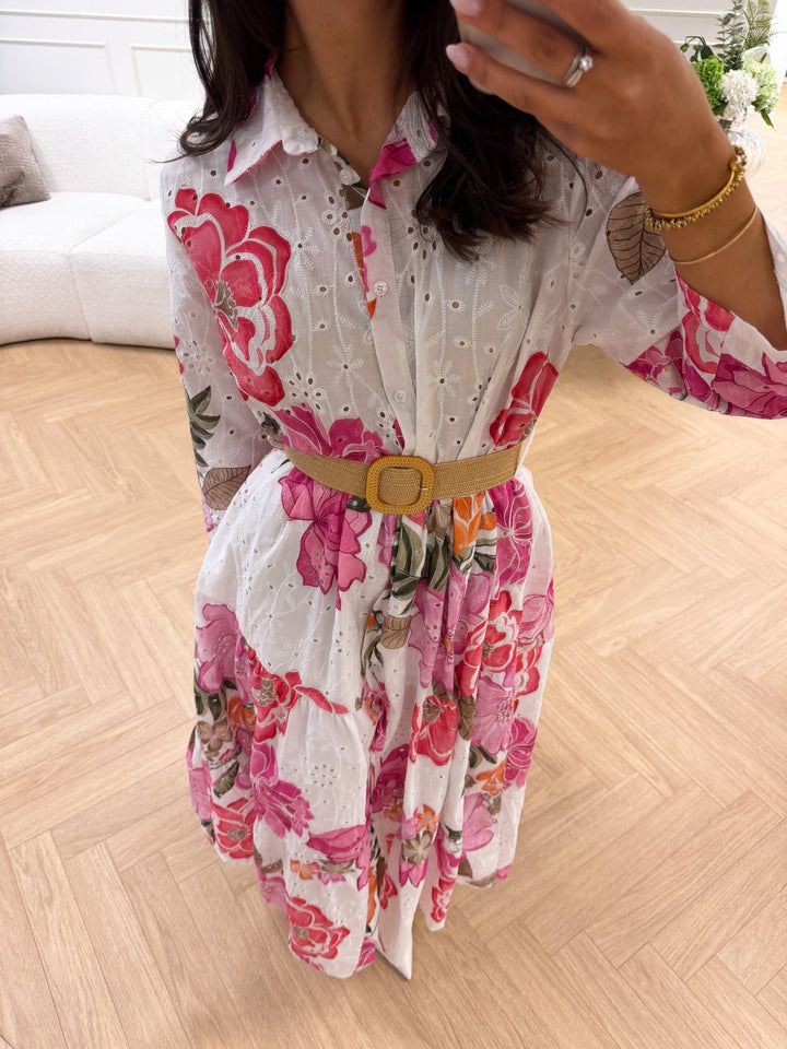 Eira Midi Dress Pink Flower | Kjoler | Smuk
