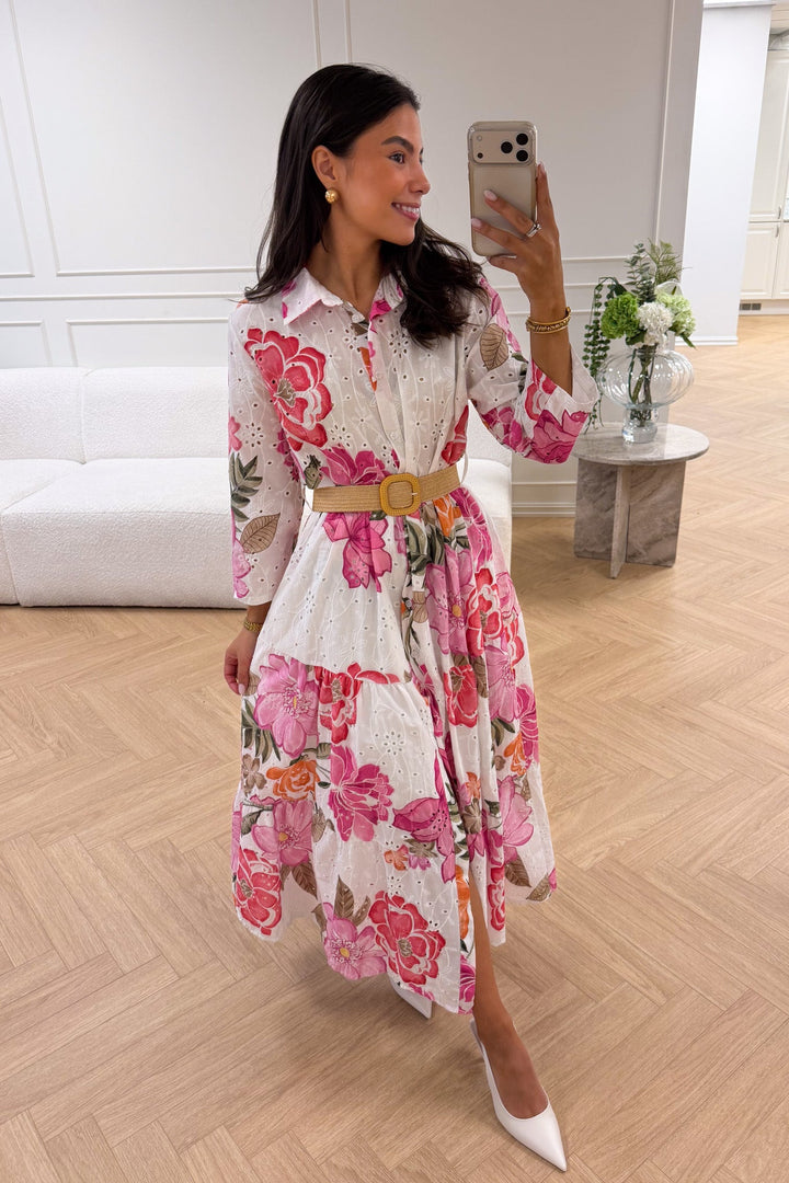 Eira Midi Dress Pink Flower | Kjoler | Smuk