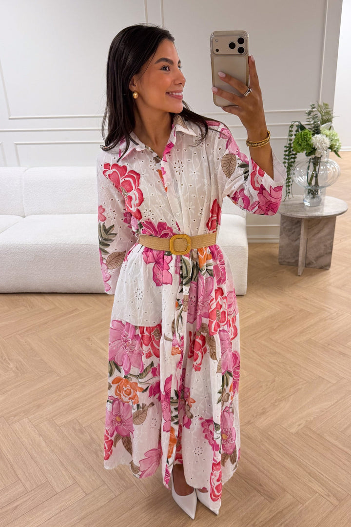 Eira Midi Dress Pink Flower | Kjoler | Smuk