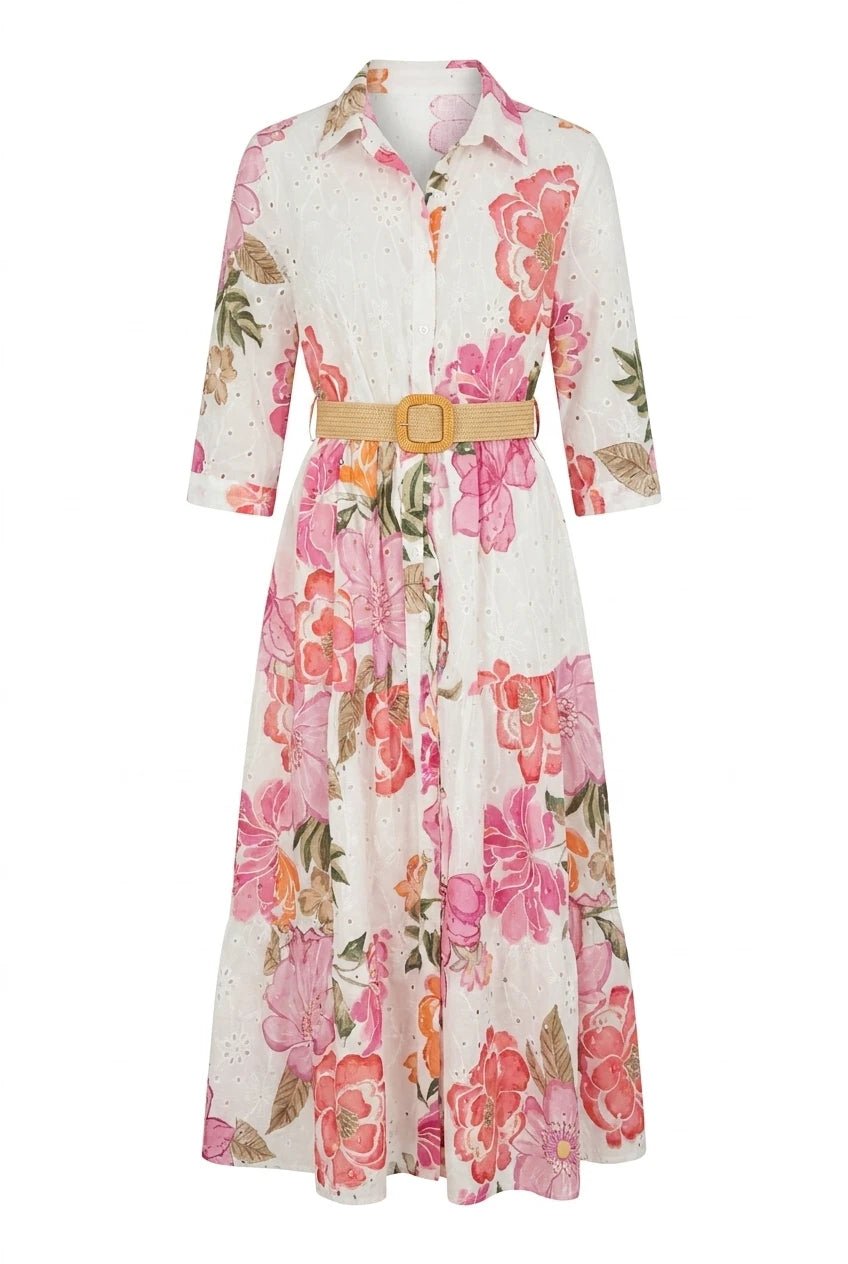 Eira Midi Dress Pink Flower | Kjoler | Smuk