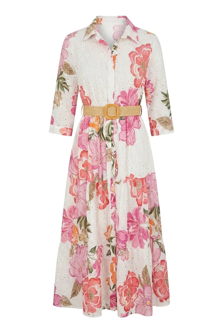 Eira Midi Dress Pink Flower | Kjoler | Smuk