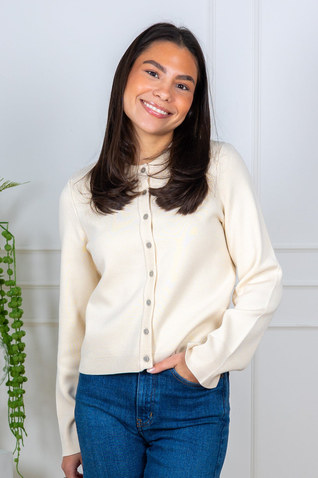 Elena Ls Knit Cardigan Birch | Genser | Smuk