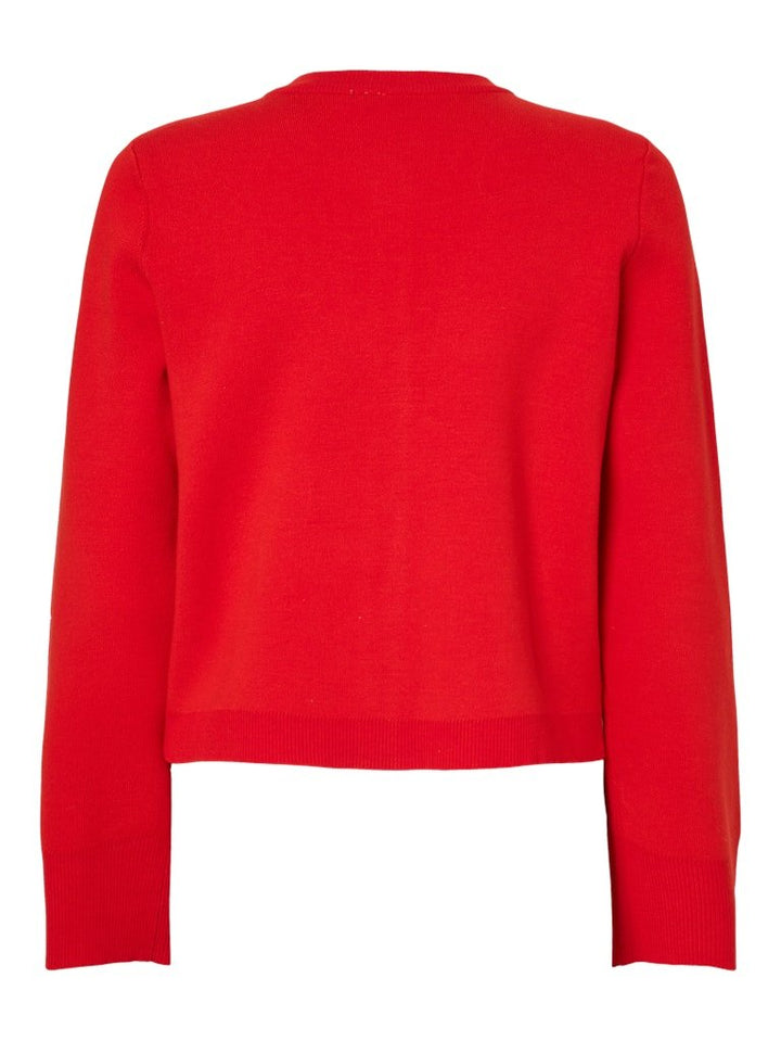 Elena Ls Knit Cardigan Fiery Red | Genser | Smuk