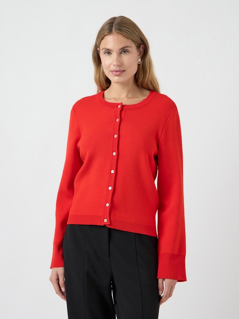 Elena Ls Knit Cardigan Fiery Red | Genser | Smuk