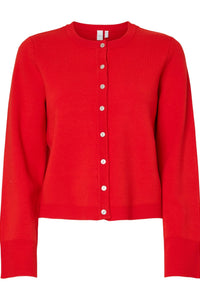 Elena Ls Knit Cardigan Fiery Red