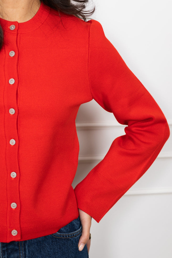 Elena Ls Knit Cardigan Fiery Red | Genser | Smuk