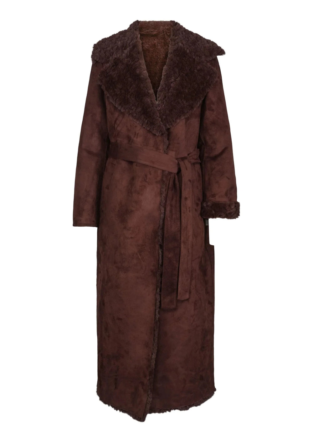 Elin Shearling Long Coat Brown | Yttertøy | Smuk