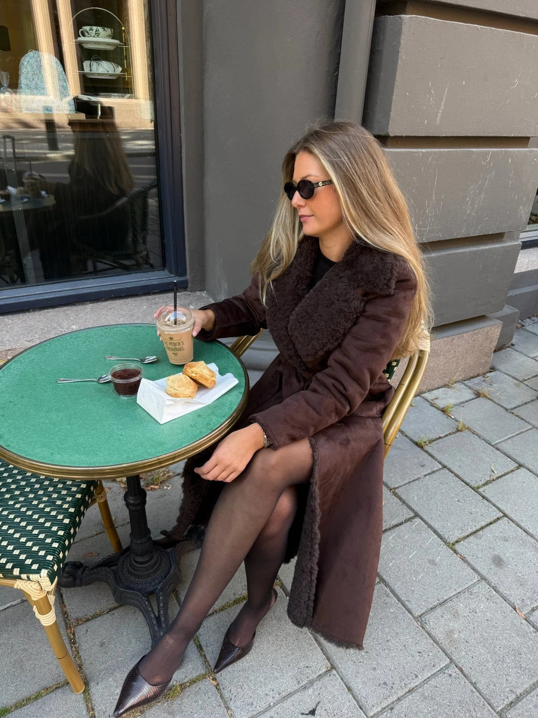 Elin Shearling Long Coat Brown | Yttertøy | Smuk