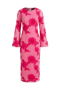 Elise Mesh Dress Fuchsia Pink Flower