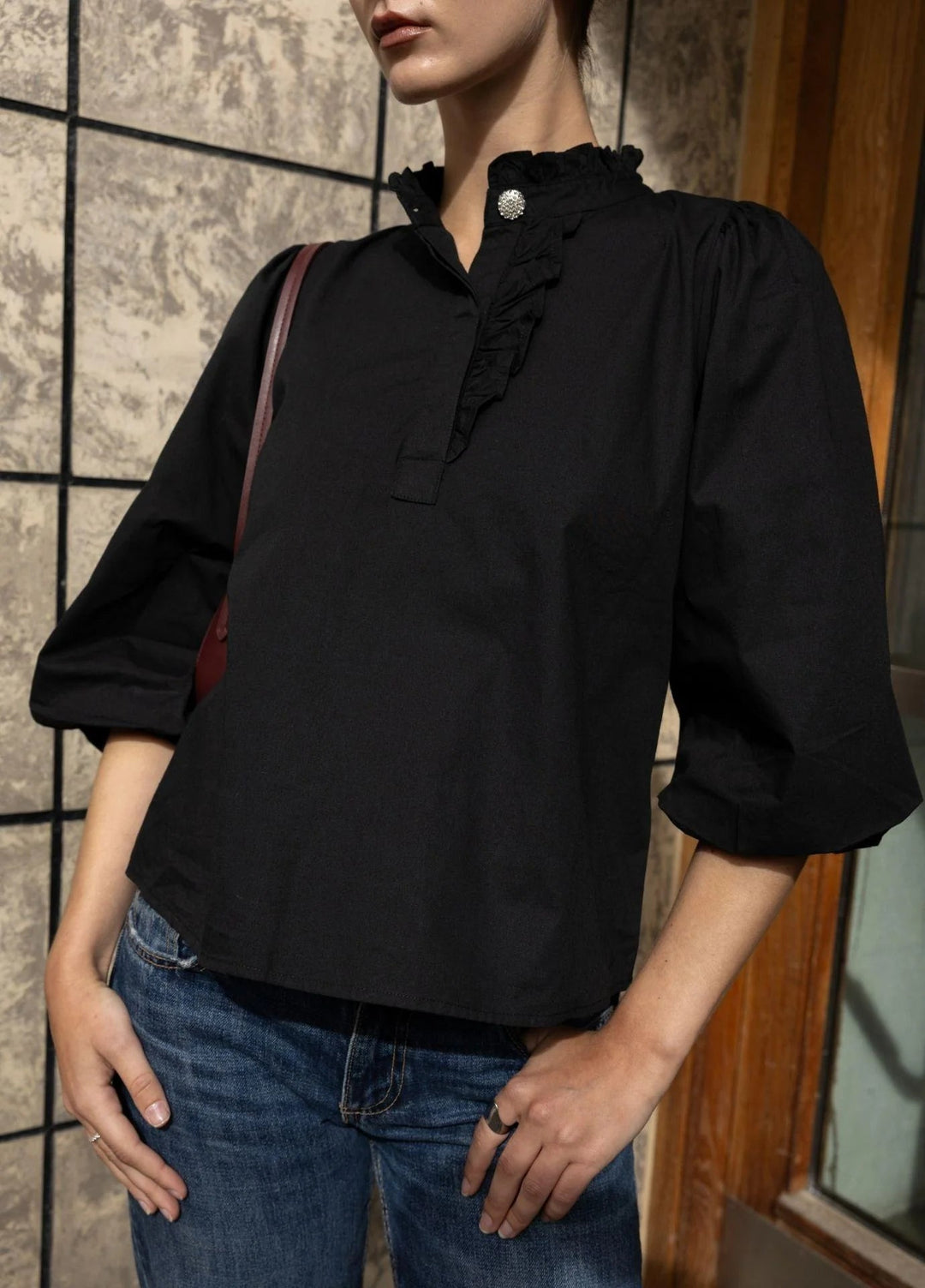 Ella Blouse Ebony Poplin | Skjorter og bluser | Smuk