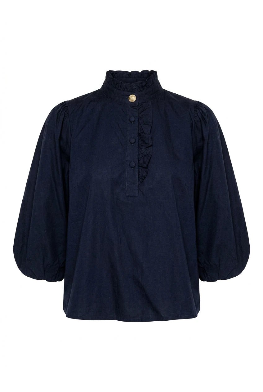 Ella Blouse Marine Poplin | Skjorter og bluser | Smuk