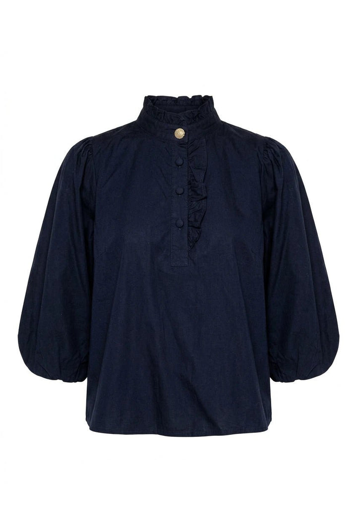 Ella Blouse Marine Poplin | Skjorter og bluser | Smuk