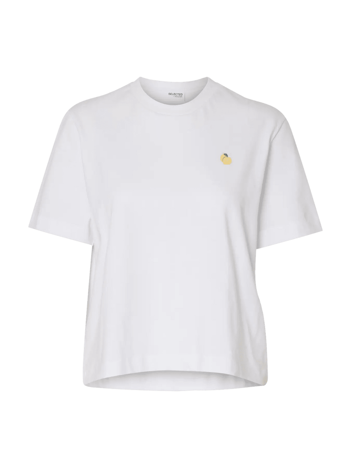Ella Ss Emboxy Tee Ft Bright White Lemon Emb | Topper | Smuk