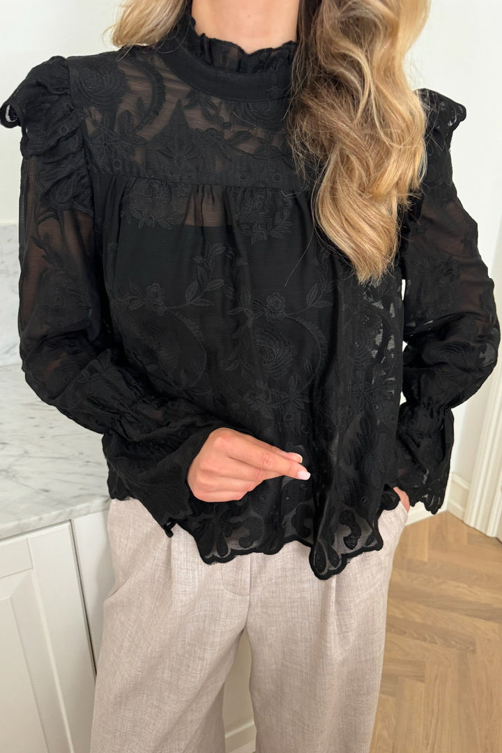 Ellinoric Lace Shirt Vintage Black | Skjorter og bluser | Smuk - Dameklær på nett