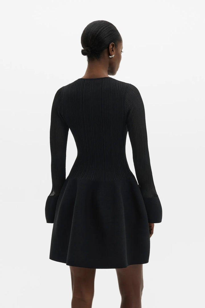 Elona Voluminous Skirt Knitted Mini Dress Black | Kjoler | Smuk
