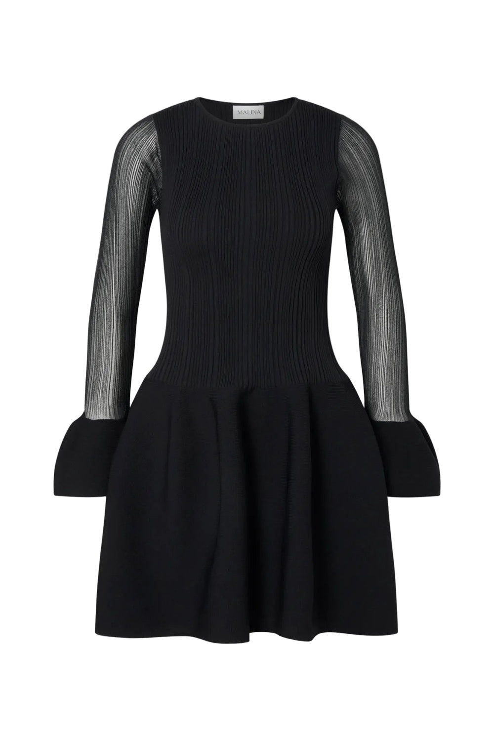 Elona Voluminous Skirt Knitted Mini Dress Black | Kjoler | Smuk