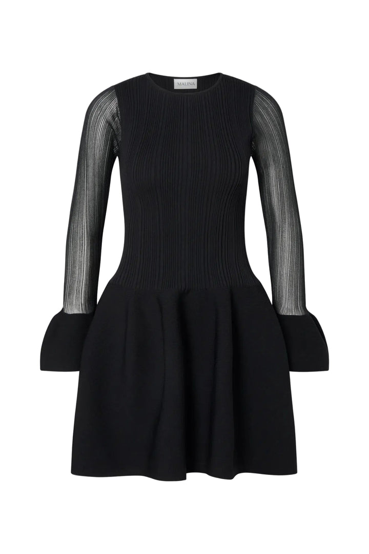 Elona Voluminous Skirt Knitted Mini Dress Black | Kjoler | Smuk
